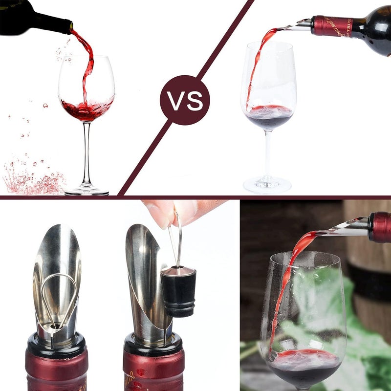 KENSOSO 9-Pieces Corkscrew Wine Opener Set, Stainless Steel Cork Screw Rabbit Wine Bottle Opener Kit Including Foil Cutter, Pourer, Vacuum Wine Stopper Corkscrews etc, Ideal Wine Sets Gifts for Women & Men - Image 5